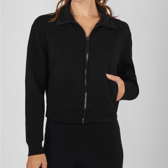 Yogalicious SOFTLITE Modal Full Zip Jacket Women's Black Sz M with Pockets EUC - Picture 5 of 9